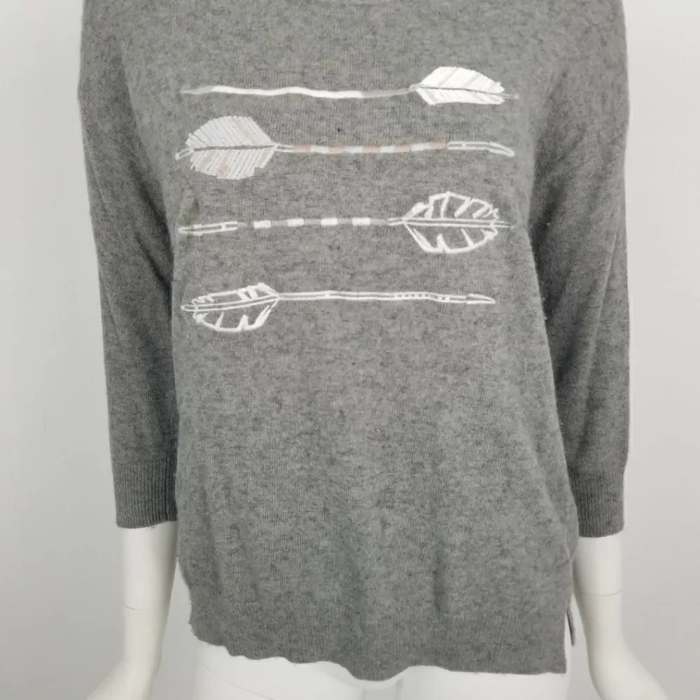 J. Crew Gray Arrow Print Sweater Small